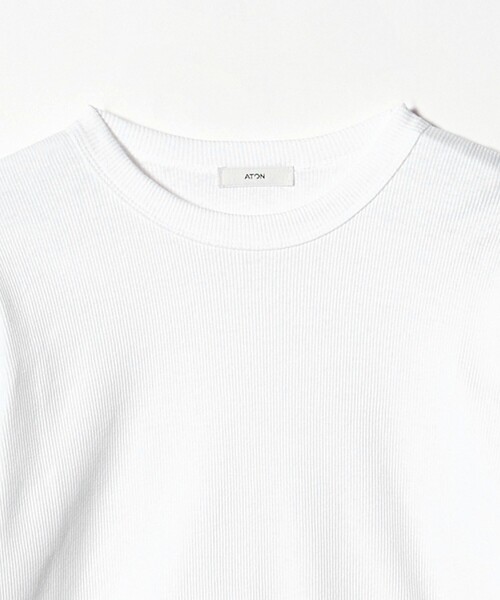 ATON（エイトン）の「＜ATON＞リブ ロングスリーブ Tシャツ（Tシャツ/カットソー・レディース・ブラック/ホワイト・02）」の8枚目の写真