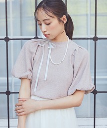 earth music&ecology | ラメモールパフスリニットプルオーバー(Tシャツ/カットソー)