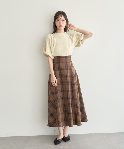 earth music&ecology(アースミュージックアンドエコロジー)の「ラメモールパフスリニットプルオーバー(Tシャツ/カットソー・レディース・モカ/ネイビー/アイボリー・FREE)」の6枚目の写真