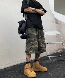 WARAIJOGO（ワライジョウゴ）の「【WARAIJOGO】迷彩カーゴ風ハーフパンツ(NEZ)（カーゴパンツ）」