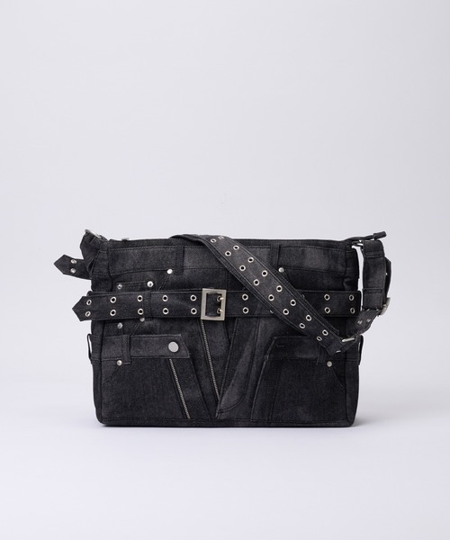 GRANCY】Crazy layered denim pants design shoulder bag