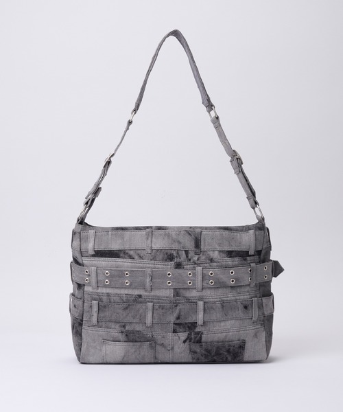 【GRANCY】デニムパンツスタイル ショルダーバッグ デニムバッグ ブラック GRANCY】Crazy layered denim pants design shoulder bag