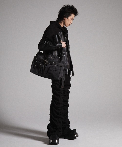 GRANCY】Crazy layered denim pants design shoulder bag