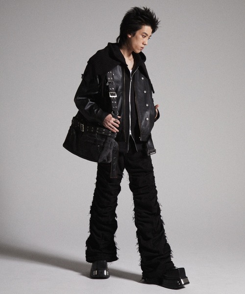 GRANCY】Crazy layered denim pants design shoulder bag