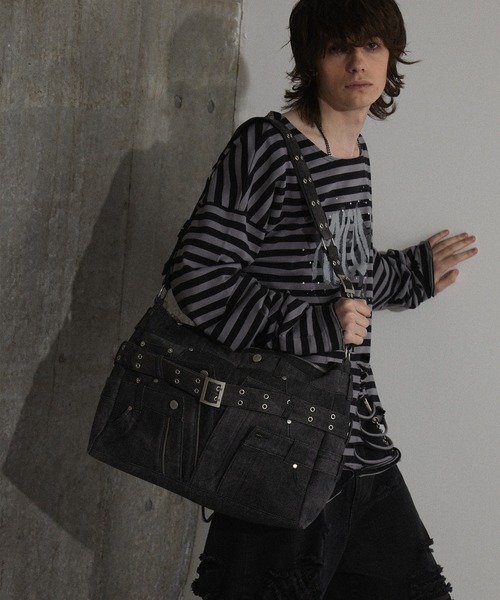 GRANCY】Crazy layered denim pants design shoulder bag