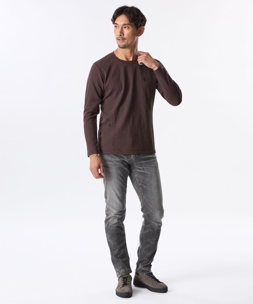 EPOCA UOMO(エポカウォモ)の「*Safari11月号掲載*ラインブリスタージャカードカットソー(Tシャツ/カットソー・メンズ・ホワイト/ダークネイビー/レッド系その他3/ブラウン系その他6・48/46)」の13枚目の写真