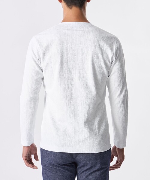 EPOCA UOMO(エポカウォモ)の「*Safari11月号掲載*ラインブリスタージャカードカットソー(Tシャツ/カットソー・メンズ・ホワイト/ダークネイビー/レッド系その他3/ブラウン系その他6・48/46)」の8枚目の写真