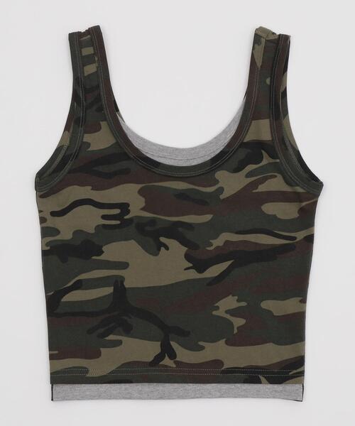 dispark（ディスパーク）の「DISPARK/レイヤードドッキングカモフラタンク（タンクトップ・レディース・カーキ・FREE）」の2枚目の写真