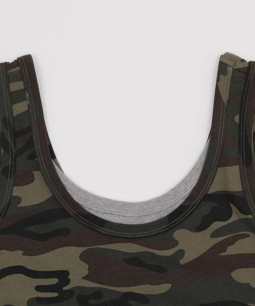 dispark（ディスパーク）の「DISPARK/レイヤードドッキングカモフラタンク（タンクトップ・レディース・カーキ・FREE）」の4枚目の写真