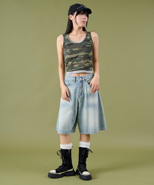 dispark（ディスパーク）の「DISPARK/レイヤードドッキングカモフラタンク（タンクトップ・レディース・カーキ・FREE）」の6枚目の写真