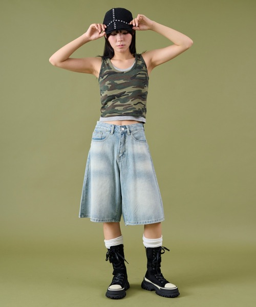 dispark（ディスパーク）の「DISPARK/レイヤードドッキングカモフラタンク（タンクトップ・レディース・カーキ・FREE）」の10枚目の写真