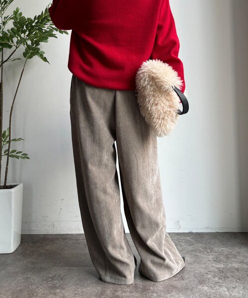 DouDou（ドゥドゥ）の「ヘリンボーンコーデュロイイージーパンツ（その他パンツ・レディース・オフホワイト/チャコールグレー/グレイッシュベージュ・FREE/TM）」の15枚目の写真