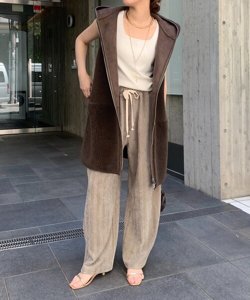 DouDou（ドゥドゥ）の「ヘリンボーンコーデュロイイージーパンツ（その他パンツ・レディース・オフホワイト/チャコールグレー/グレイッシュベージュ・FREE/TM）」の18枚目の写真