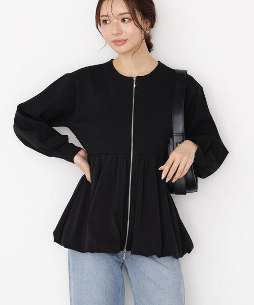 PROPORTION BODY DRESSING（プロポーションボディドレッシング）の「バルーンニットブルゾン / 1215255905（テーラードジャケット・レディース・ブラック/ホワイト系その他・MEDIUM/SMALL）」の5枚目の写真