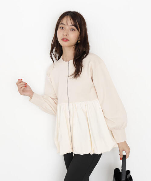 PROPORTION BODY DRESSING（プロポーションボディドレッシング）の「バルーンニットブルゾン / 1215255905（テーラードジャケット・レディース・ブラック/ホワイト系その他・MEDIUM/SMALL）」の3枚目の写真