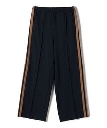 SHIPS Primary Navy Label:ピンタック ジャージー ライン パンツ