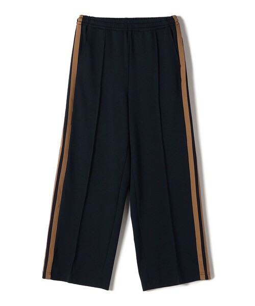 SHIPS Primary Navy Label:ピンタック ジャージー ライン パンツ