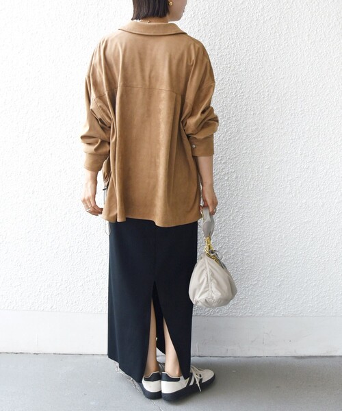 シップス（SHIPS）/〈手洗い可能〉ポリエステル スエード 裾 ドロスト シャツ 羽織 セール】〈手洗い可能〉ポリエステル スエード 裾 ドロスト シャツ