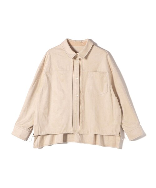 セール】〈手洗い可能〉ポリエステル スエード 裾 ドロスト シャツ