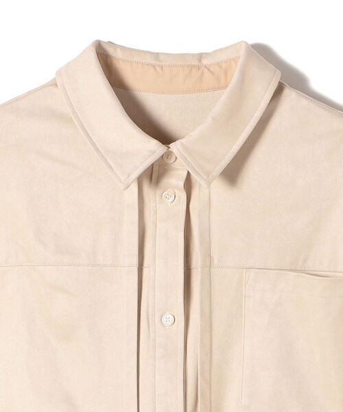 セール】〈手洗い可能〉ポリエステル スエード 裾 ドロスト シャツ