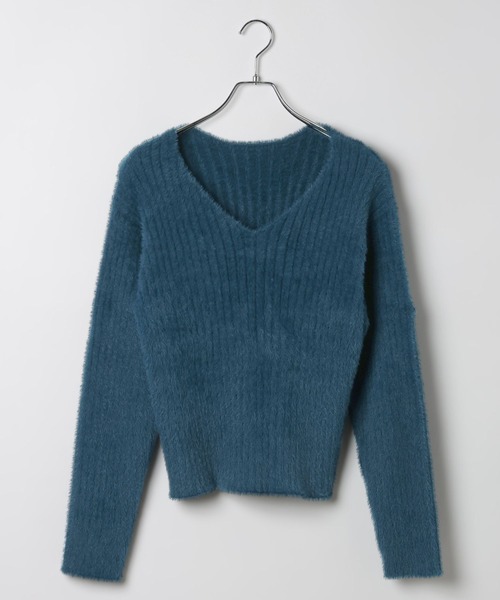WEB限定アイテム/クラウドシャギーVニット（ニット/セーター