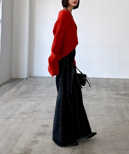 PAGEBOY(ページボーイ)の「WEB限定アイテム/クラウドシャギーVニット(ニット/セーター・レディース・グレイッシュベージュ/チョコ/ブラック/グリーン系その他/オレンジ・FREE)」の17枚目の写真