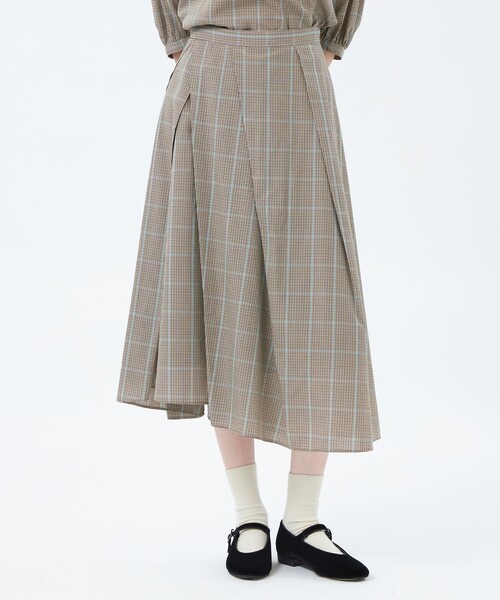 MACKINTOSH PHILOSOPHY(マッキントッシュ フィロソフィー)の「ランダムタックフレアチェックスカート(スカート・レディース・チャコールグレー/ベージュ・36/38)」の2枚目の写真