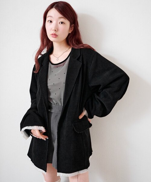 セットアップ対応】コーデュロイオーバージャケット（テーラード