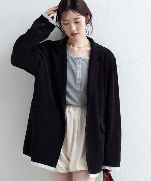 セットアップ対応】コーデュロイオーバージャケット（テーラード