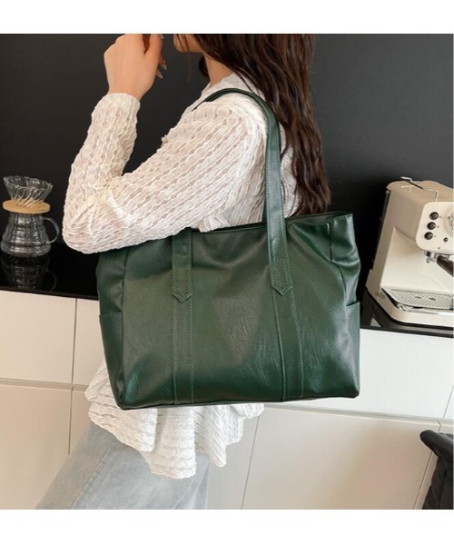Sakka（サッカ）の「【ファスナー仕様】 PUレザートートバッグ（トートバッグ・レディース・ブラック/ブラウン/グリーン/グレー・FREE）」の9枚目の写真