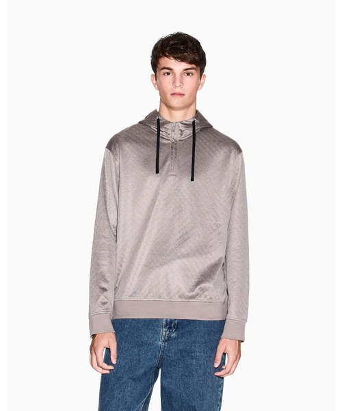 ARMANI EXCHANGE(アルマーニエクスチェンジ)の「【A|X アルマーニ エクスチェンジ】オールオーバージャカードロゴ ハーフジップ フーデッドスウェットシャツ(スウェット・メンズ・ブラック/グレイッシュベージュ・LARGE/X-LARGE/X-SMALL/SMALL/MEDIUM)」の14枚目の写真