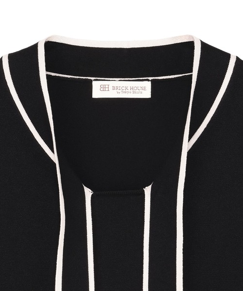 TOKYO SHIRTS（トウキョウシャツ）の「ニット 配色ボウタイ プルオーバー（ニット/セーター・レディース・チャコール/ブラック/ネイビー・L/LL/M）」の11枚目の写真