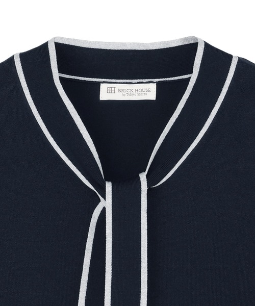 TOKYO SHIRTS（トウキョウシャツ）の「ニット 配色ボウタイ プルオーバー（ニット/セーター・レディース・チャコール/ブラック/ネイビー・L/LL/M）」の6枚目の写真