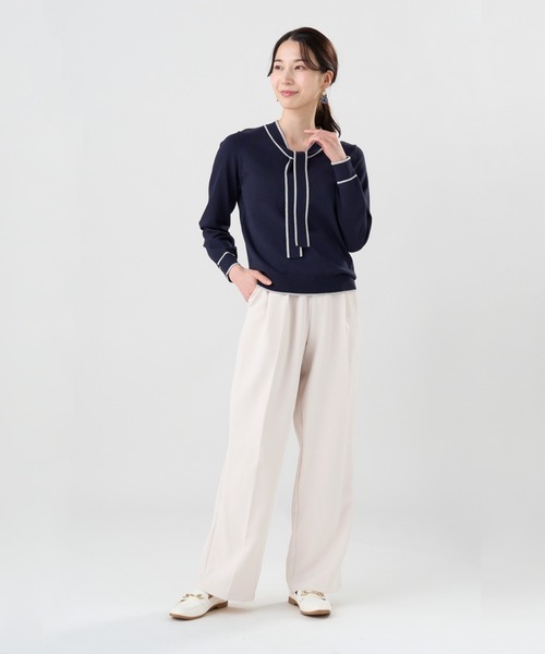 TOKYO SHIRTS（トウキョウシャツ）の「ニット 配色ボウタイ プルオーバー（ニット/セーター・レディース・チャコール/ブラック/ネイビー・L/LL/M）」の21枚目の写真