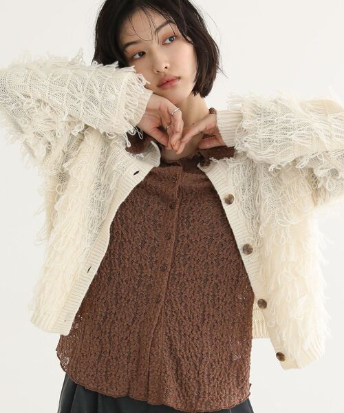 Green Parks(グリーンパークス)の「カットレースシャツプルオーバー(シャツ/ブラウス・レディース・アイボリー/ブラック/ブラウン・FREE)」の12枚目の写真