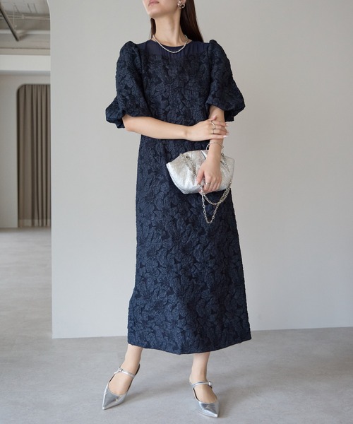 PREFERIR Ａライン結婚式 パーティー オケージョン ドレス ジャガード セール】ふくれジャガード Aライン 結婚式 オケージョン パーティー