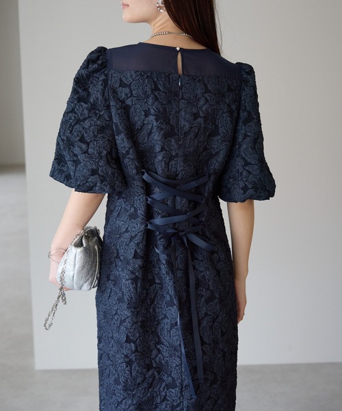 PREFERIR Ａライン結婚式 パーティー オケージョン ドレス ジャガード セール】ふくれジャガード Aライン 結婚式 オケージョン パーティー