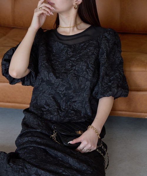 PREFERIR(プレフェリール)の「結婚式 パーティー ボタニカル Aラインドレス (S,M,L,XL)(ドレス・レディース・ネイビー/ブラック・SMALL/MEDIUM/LARGE/X-LARGE)」の3枚目の写真