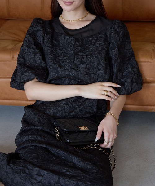 PREFERIR(プレフェリール)の「結婚式 パーティー ボタニカル Aラインドレス (S,M,L,XL)(ドレス・レディース・ネイビー/ブラック・SMALL/MEDIUM/LARGE/X-LARGE)」の4枚目の写真