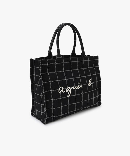agnes b.(アニエスベー)の「チェック ラージ トートバッグ ZAX03A-02(トートバッグ・レディース・ブラック・FREE)」の6枚目の写真