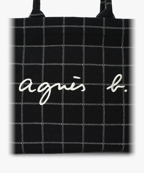 ☆廃盤 未使用品☆ agnes b. アニエスベー チェック柄 トートバッグ agnes b.◇トートバッグ/ウール/BLK/チェック/RAX04-01