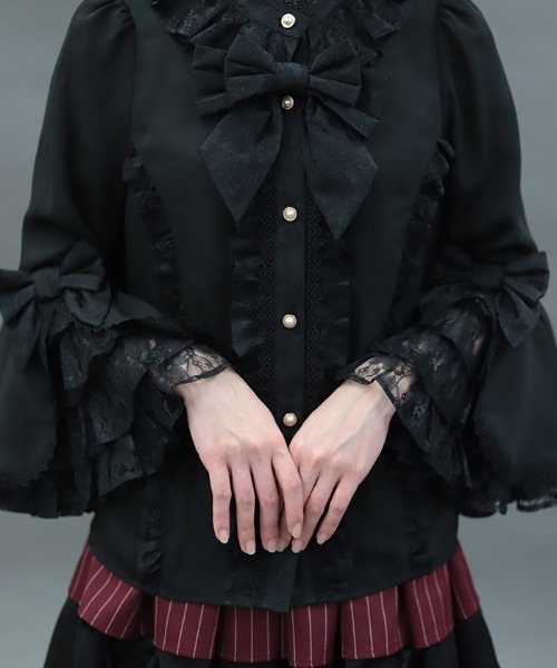 Chalmiere(シャルミエール)の「姫袖7分丈ブラウス(シャツ/ブラウス・レディース・ワイン/ブラック/ホワイト・MEDIUM)」の8枚目の写真
