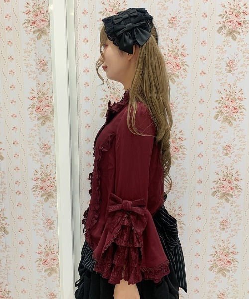 Chalmiere(シャルミエール)の「姫袖7分丈ブラウス(シャツ/ブラウス・レディース・ワイン/ブラック/ホワイト・MEDIUM)」の11枚目の写真