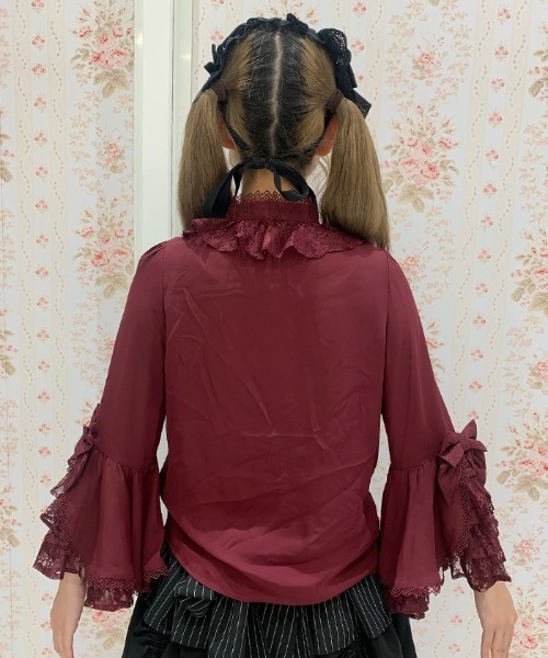 Chalmiere(シャルミエール)の「姫袖7分丈ブラウス(シャツ/ブラウス・レディース・ワイン/ブラック/ホワイト・MEDIUM)」の12枚目の写真