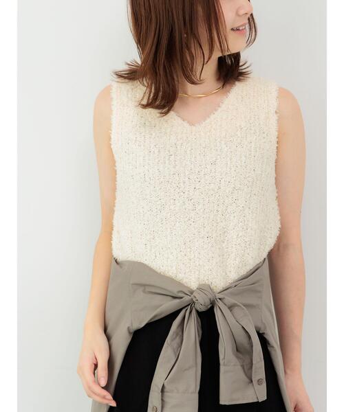 Te chichi TERRASSE（テチチテラス）の「リボンヤーンニットベスト（ニット/セーター・レディース・ブラック/グレー/オフホワイト/ピンク・F）」の2枚目の写真