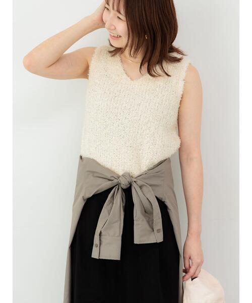 Te chichi TERRASSE（テチチテラス）の「リボンヤーンニットベスト（ニット/セーター・レディース・ブラック/グレー/オフホワイト/ピンク・F）」の7枚目の写真