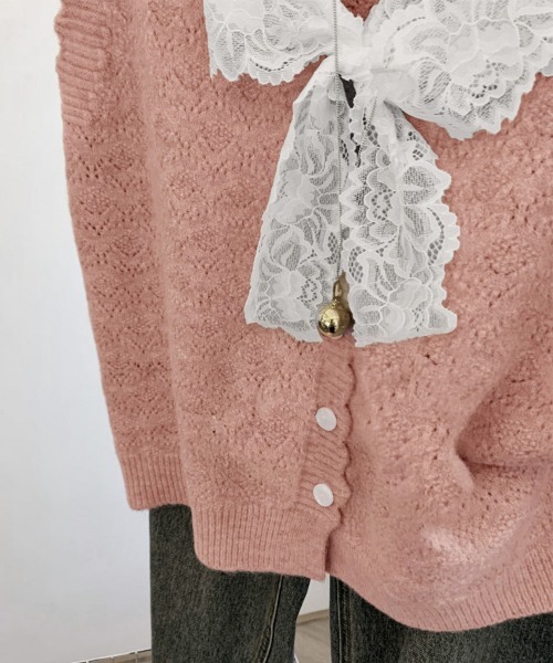 Miniministore(ミニミニストア)の「ニットベストネックラインレースニットジレ(ベスト・レディース・イエロー×グリーン/グレイッシュベージュ/ライトグレー/ピンク/ラベンダー・FREE)」の12枚目の写真