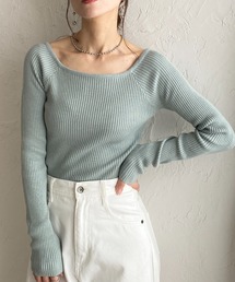 She's Closet（シーズクローゼット）の「デコルテ見せタイト長袖ボートネックリブニットトップス（ニット/セーター）」