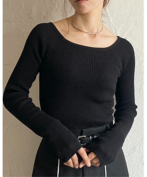 She's Closet(シーズクローゼット)の「デコルテ見せタイト長袖ボートネックリブニットトップス(ニット/セーター・レディース・杢グレー/オフホワイト/ブラック/ネイビー/ミント・FREE)」の16枚目の写真