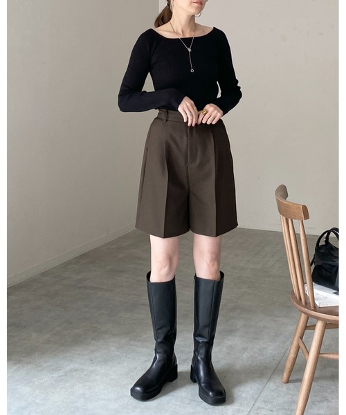 She's Closet(シーズクローゼット)の「デコルテ見せタイト長袖ボートネックリブニットトップス(ニット/セーター・レディース・杢グレー/オフホワイト/ブラック/ネイビー/ミント・FREE)」の11枚目の写真